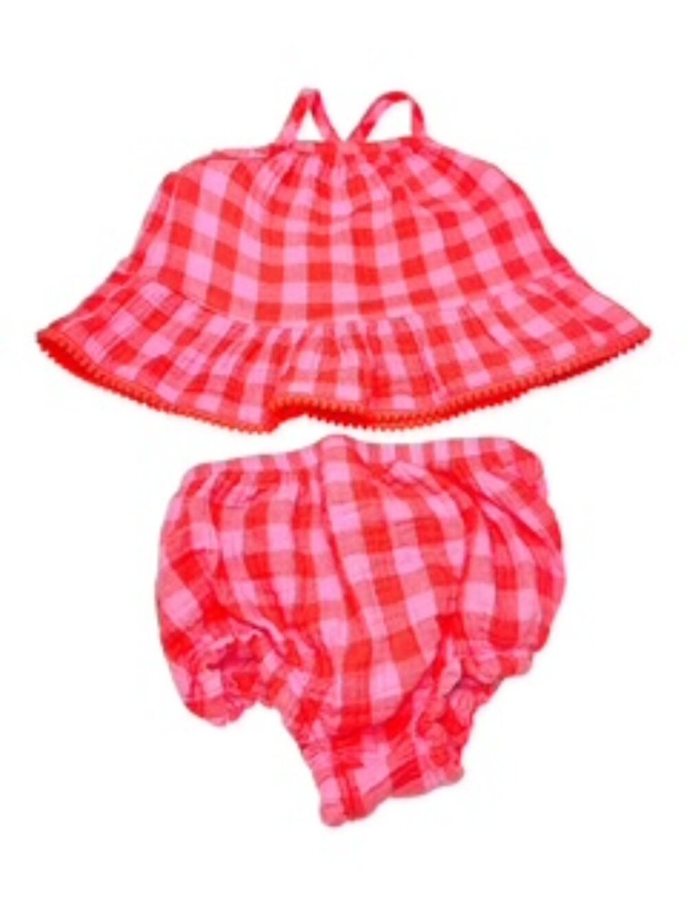 Cat & Jack 2-Piece Girl's Toddler's Ruffled Romper Set Reds/Pinks Size 12M
